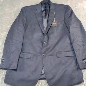 Van Heusen Sport Coat Mens Sz 44 Long Navy Blue‎ Lightweight Blazer Jacket